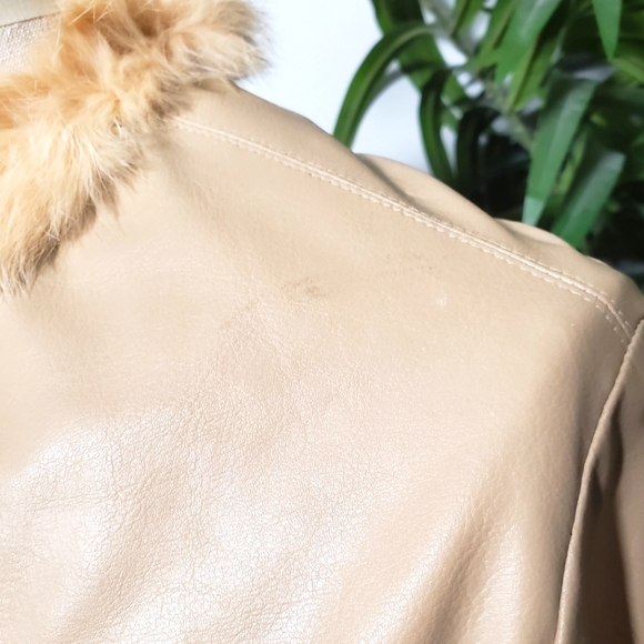 Faux Leather Moto Jacket /w Faux Fur trim - Picture 4 of 4